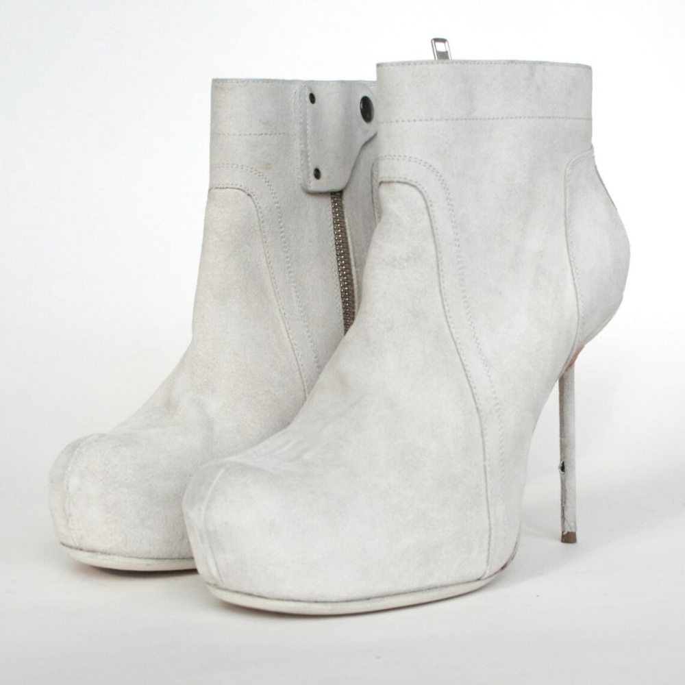 RICK OWENS $1,560 gray suede leather spike boots